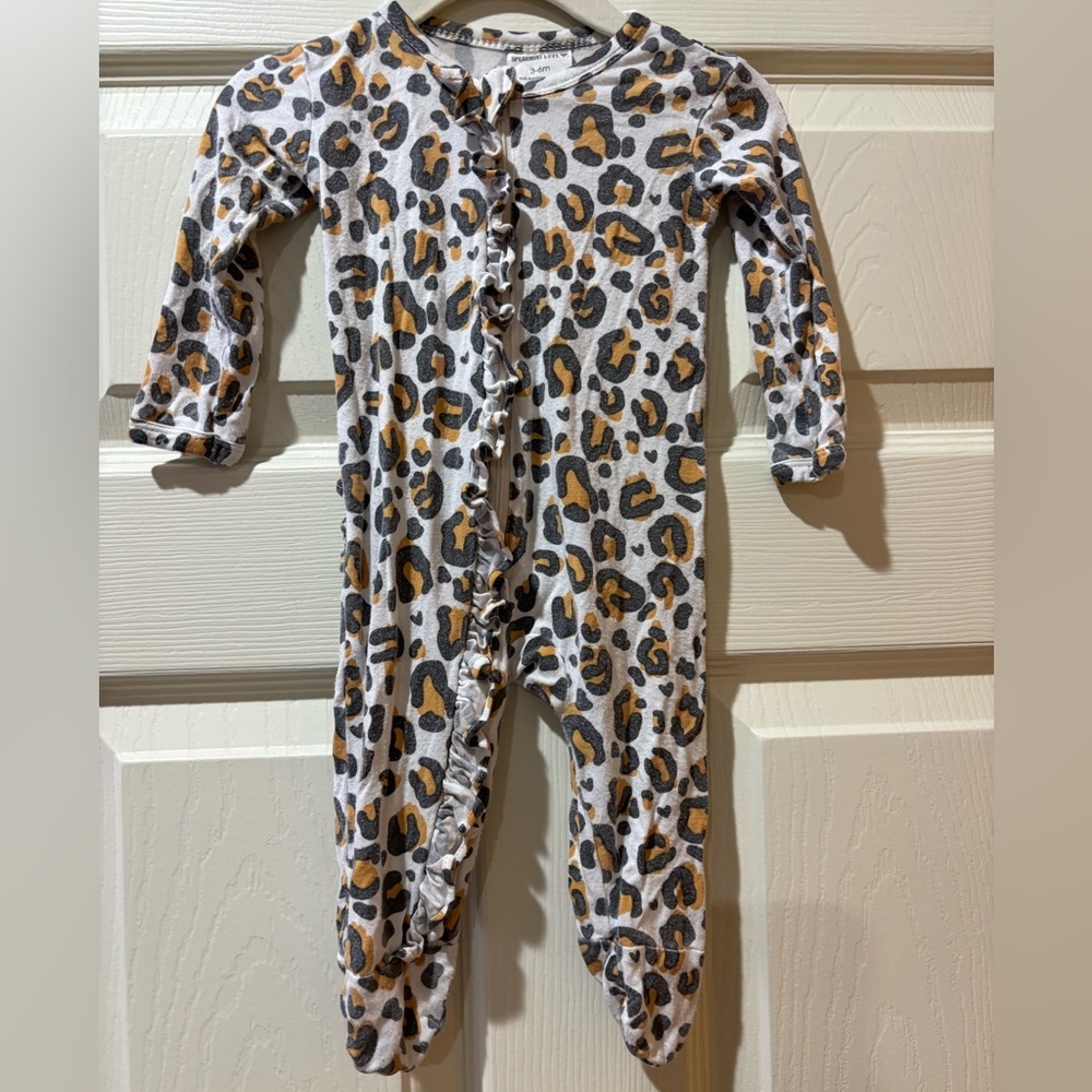 Spearmint Love Bamboo Leopard Print Kids Footie
